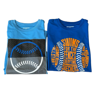 Boys Baseball Skechers Blue and Orange Short Sleeve Tees